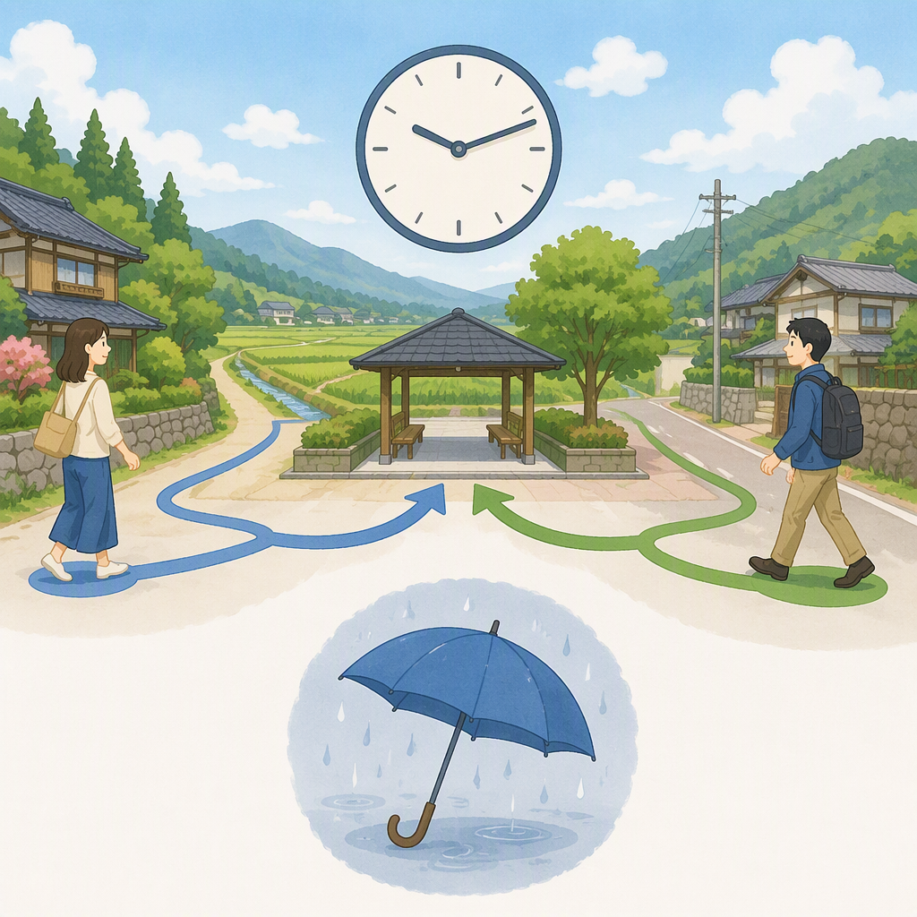 舟橋村で初対面の昼デート|雨・雪の日も30分で会う計画