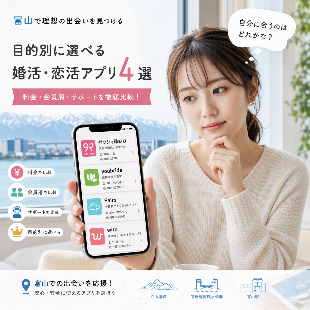 富山で婚活を始める女性へ|おすすめ4選